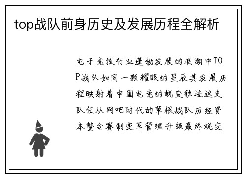 top战队前身历史及发展历程全解析